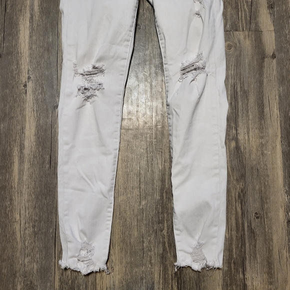 American Eagle High Rise Jegging Distressed Raw Hem Skinny Jeans Denim Size 8 - Picture 2 of 7